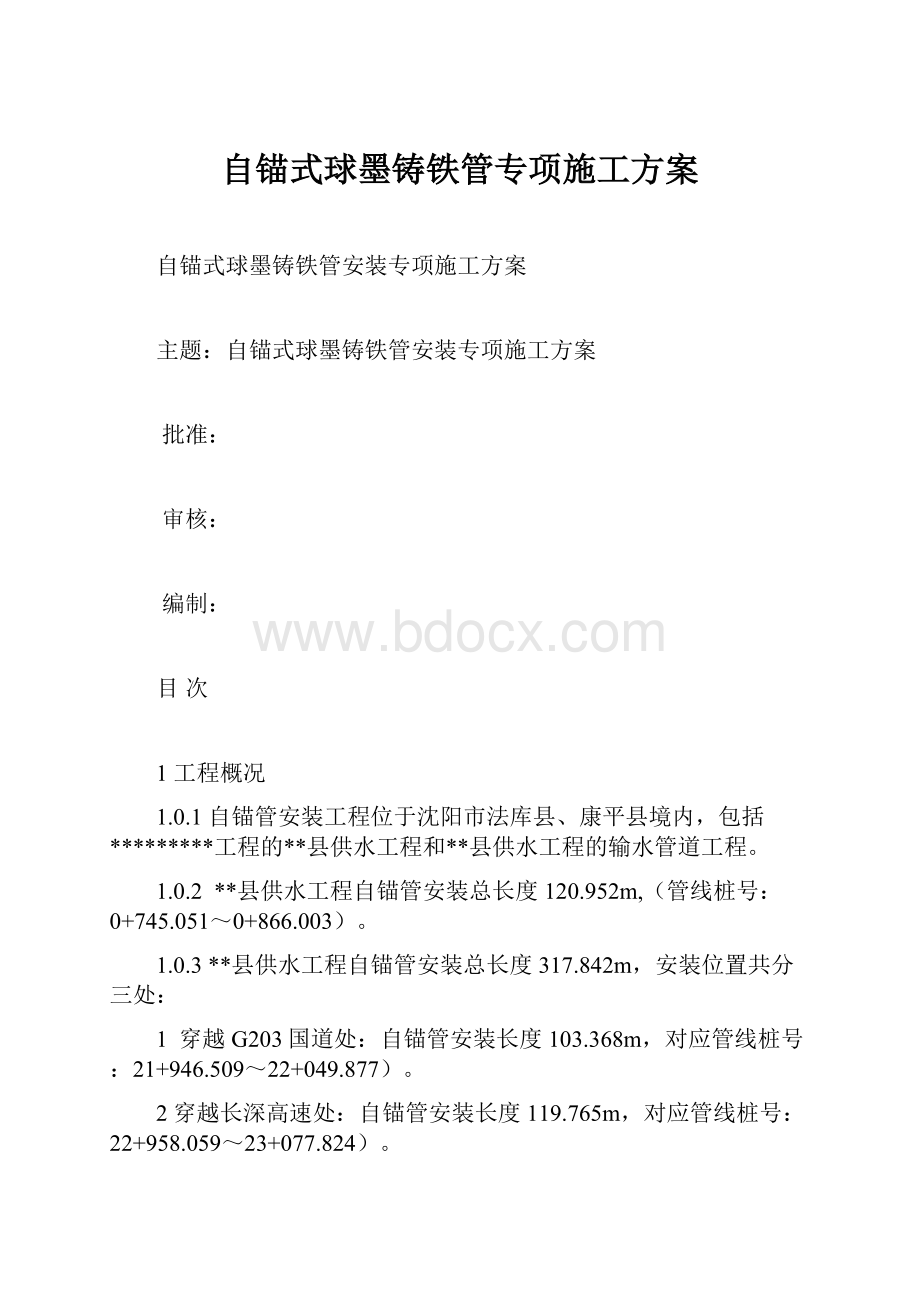 自锚式球墨铸铁管专项施工方案.docx