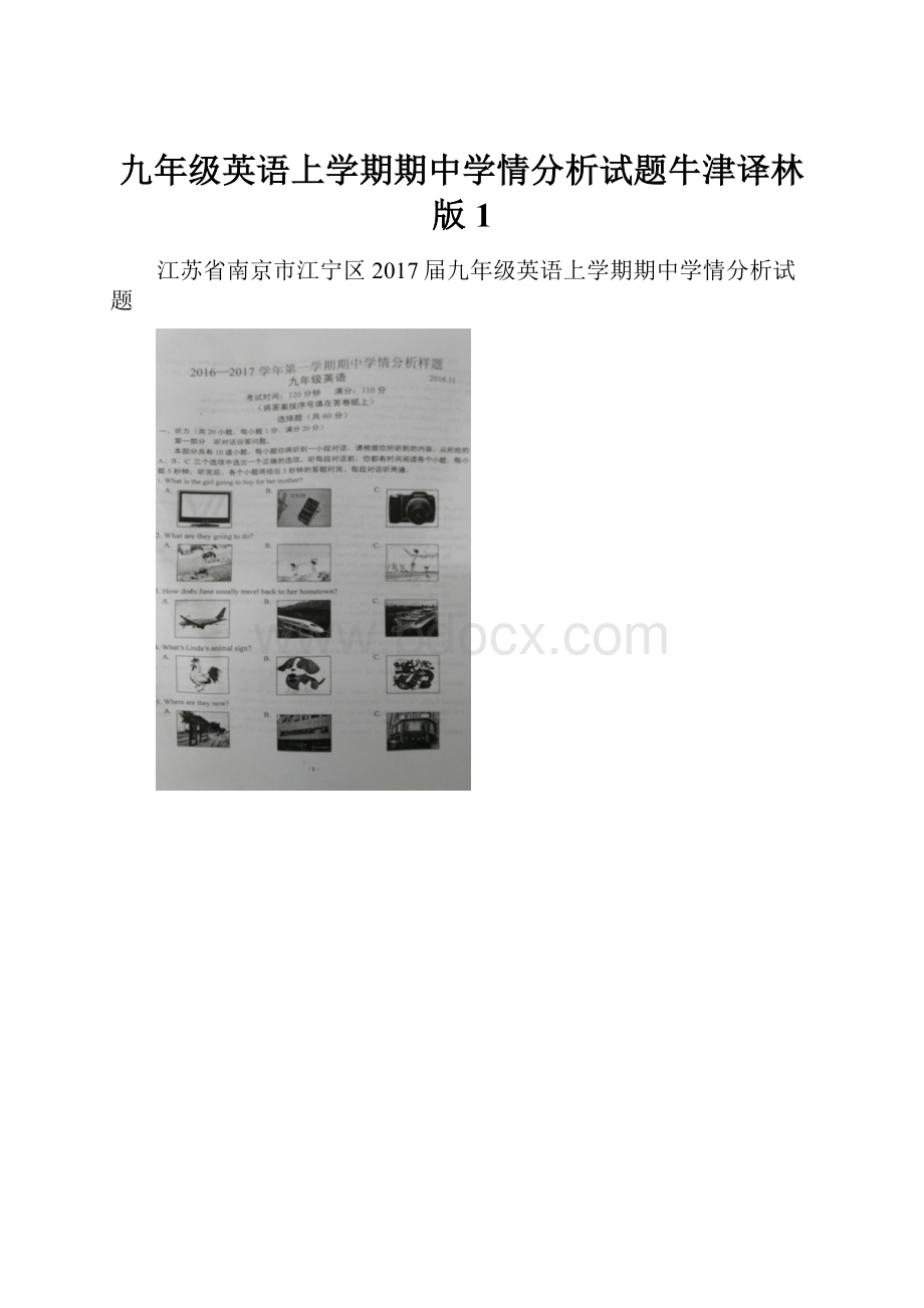 九年级英语上学期期中学情分析试题牛津译林版1.docx