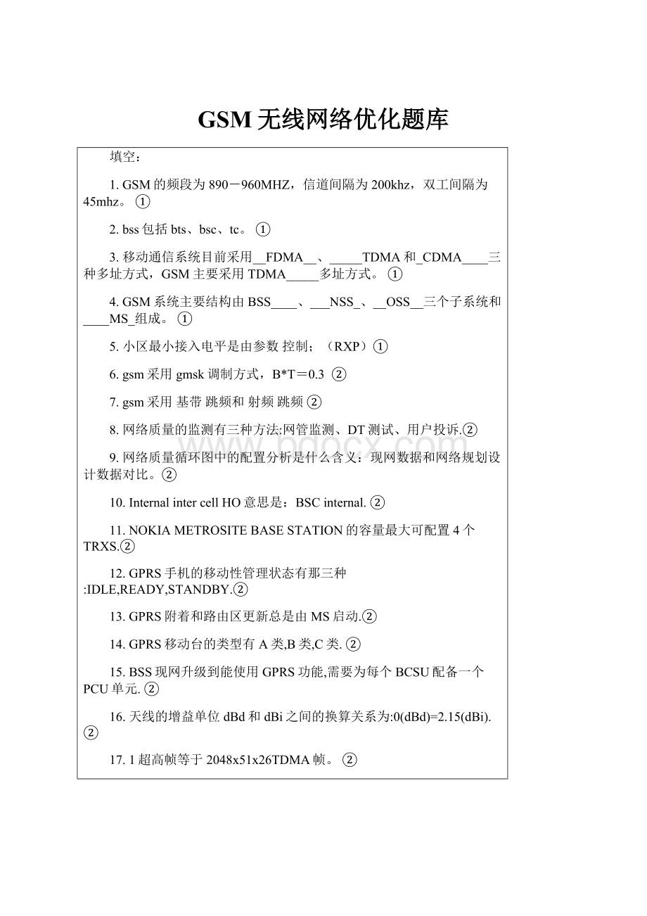 GSM无线网络优化题库.docx_第1页