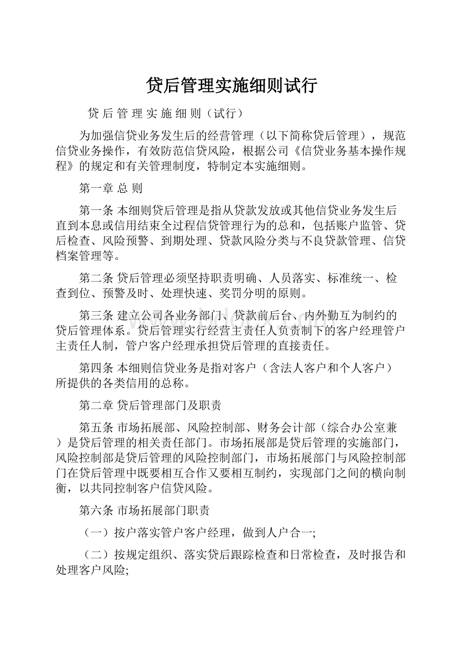 贷后管理实施细则试行.docx