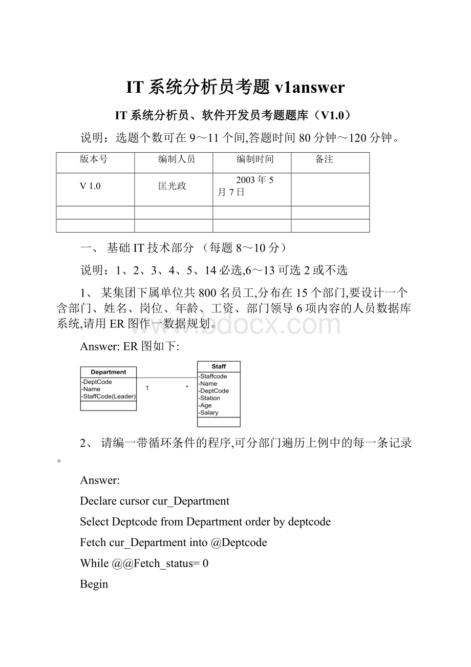 IT系统分析员考题 v1answer.docx_第1页