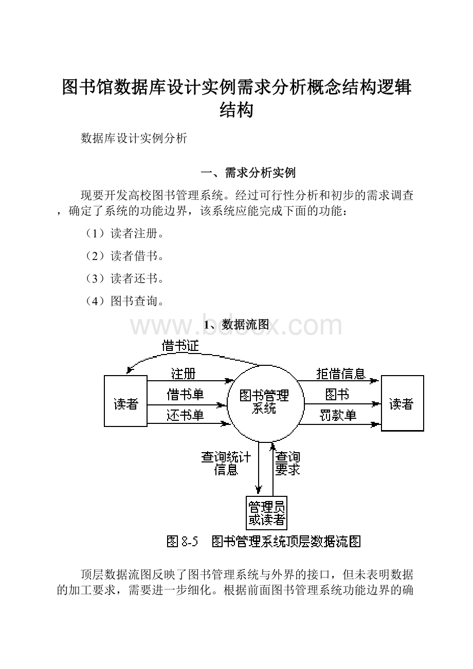 图书馆数据库设计实例需求分析概念结构逻辑结构.docx_第1页