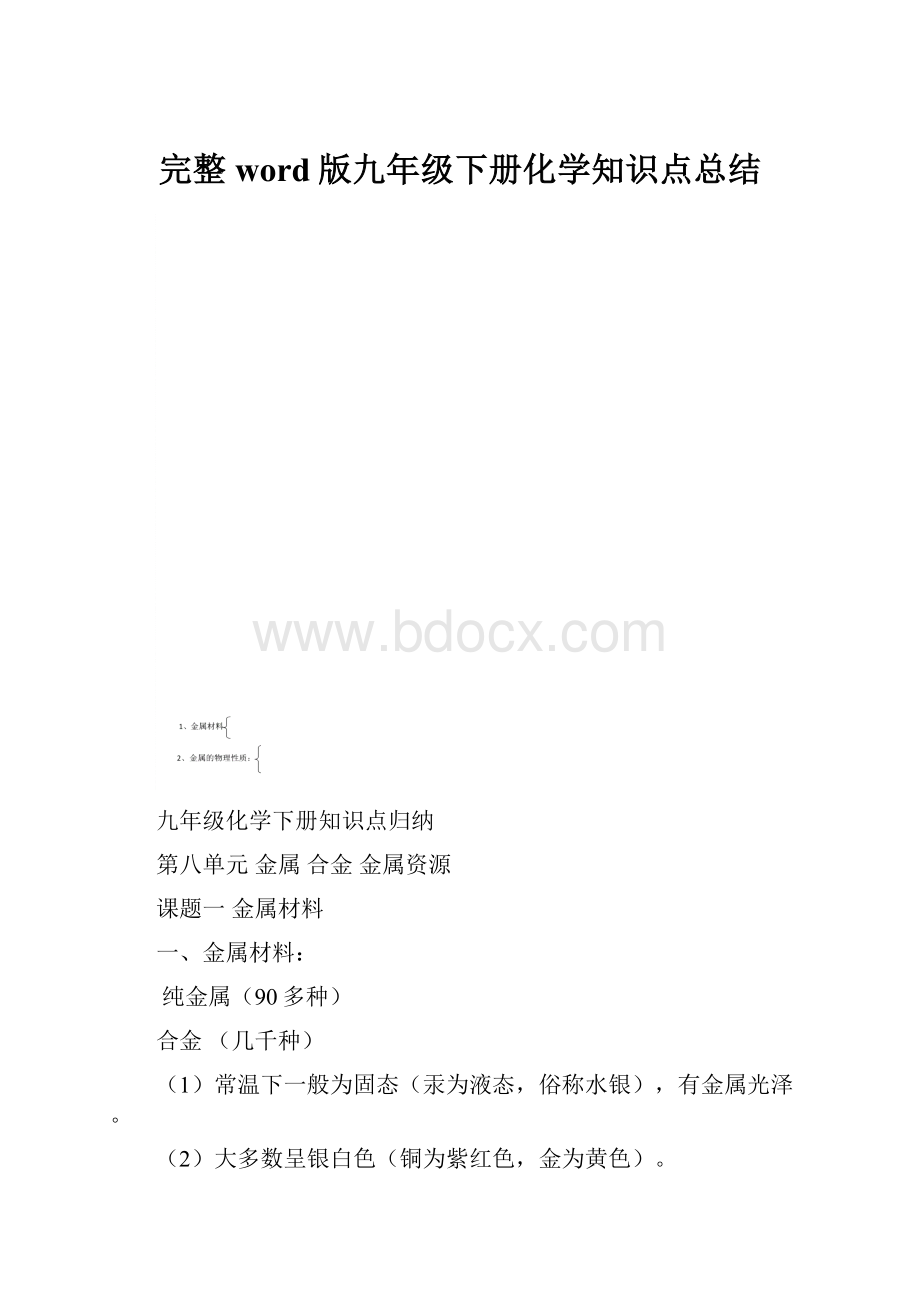 完整word版九年级下册化学知识点总结.docx