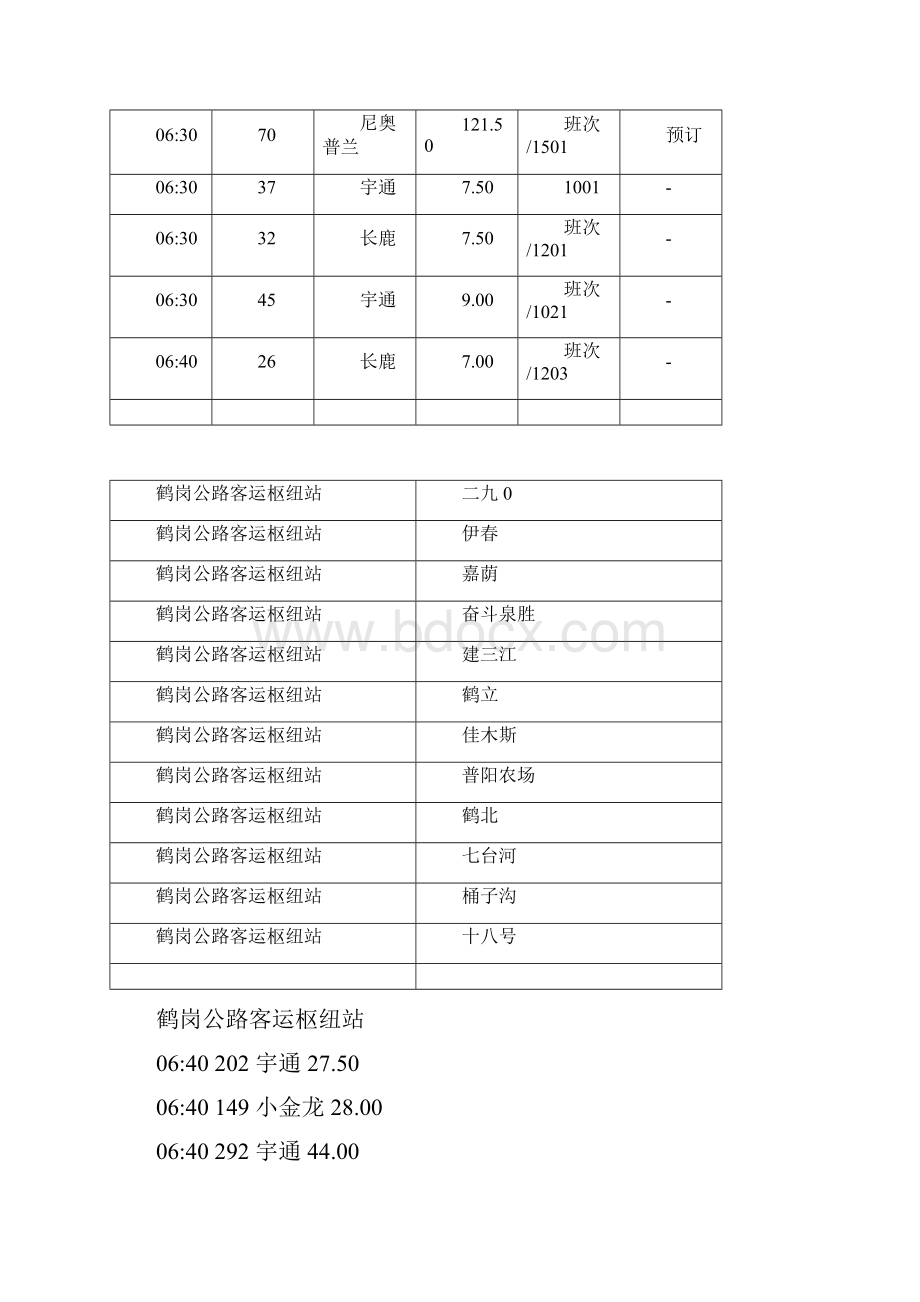 鹤岗公路客运枢纽站时刻表.docx_第2页