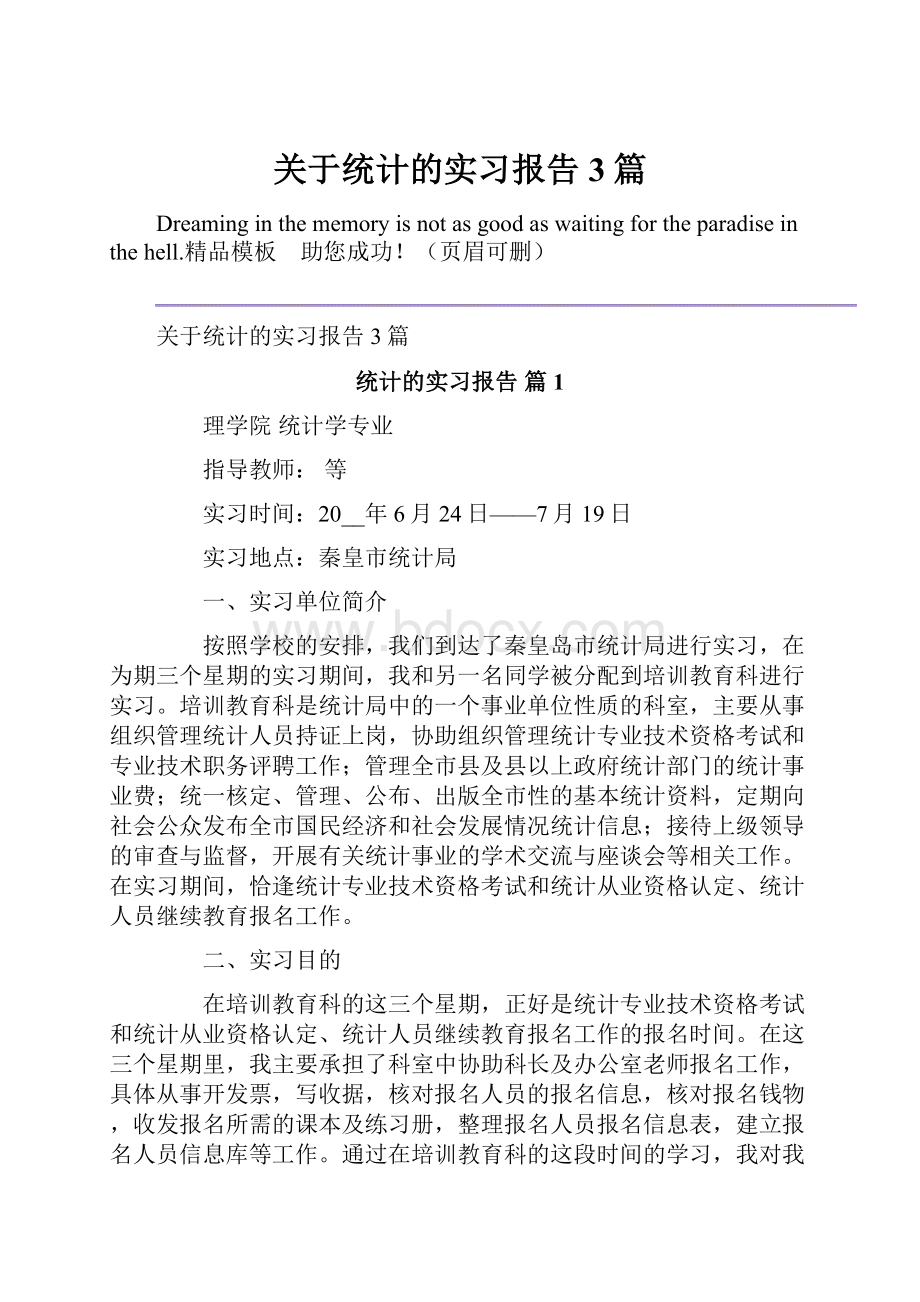 关于统计的实习报告3篇.docx_第1页