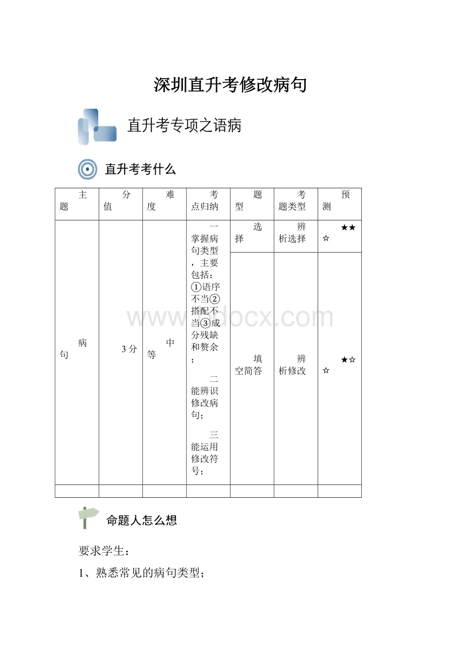 深圳直升考修改病句.docx_第1页