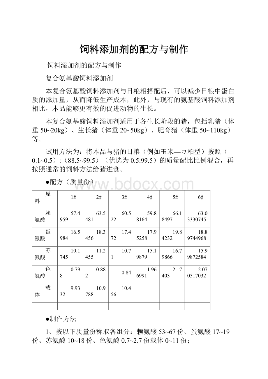 饲料添加剂的配方与制作.docx