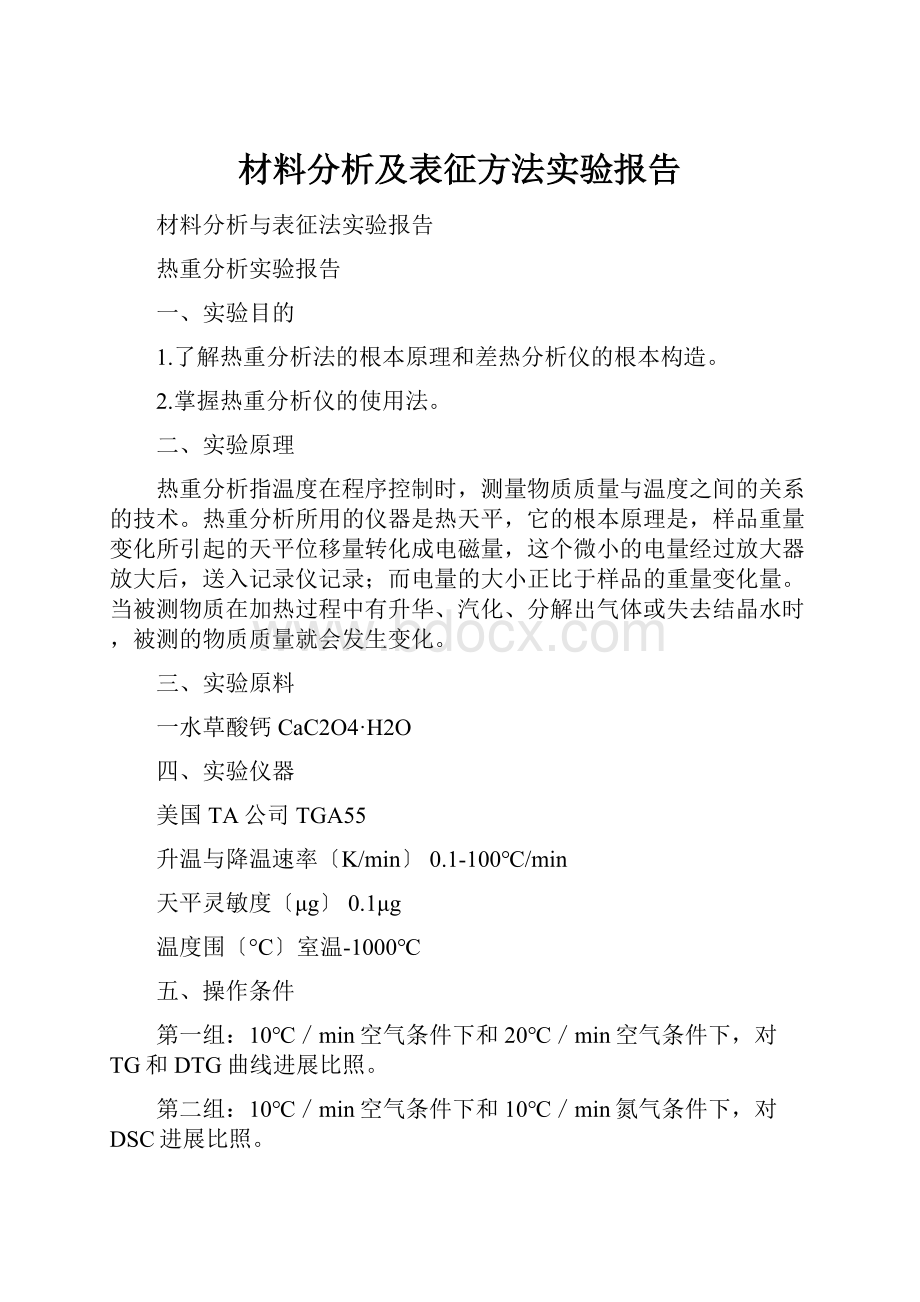 材料分析及表征方法实验报告.docx_第1页