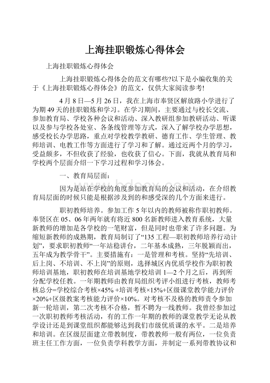 上海挂职锻炼心得体会.docx_第1页