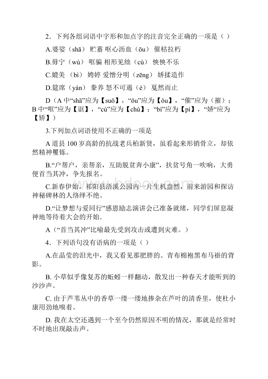 中考真题095湖南省永州市中考语文试题word版含答案.docx_第2页