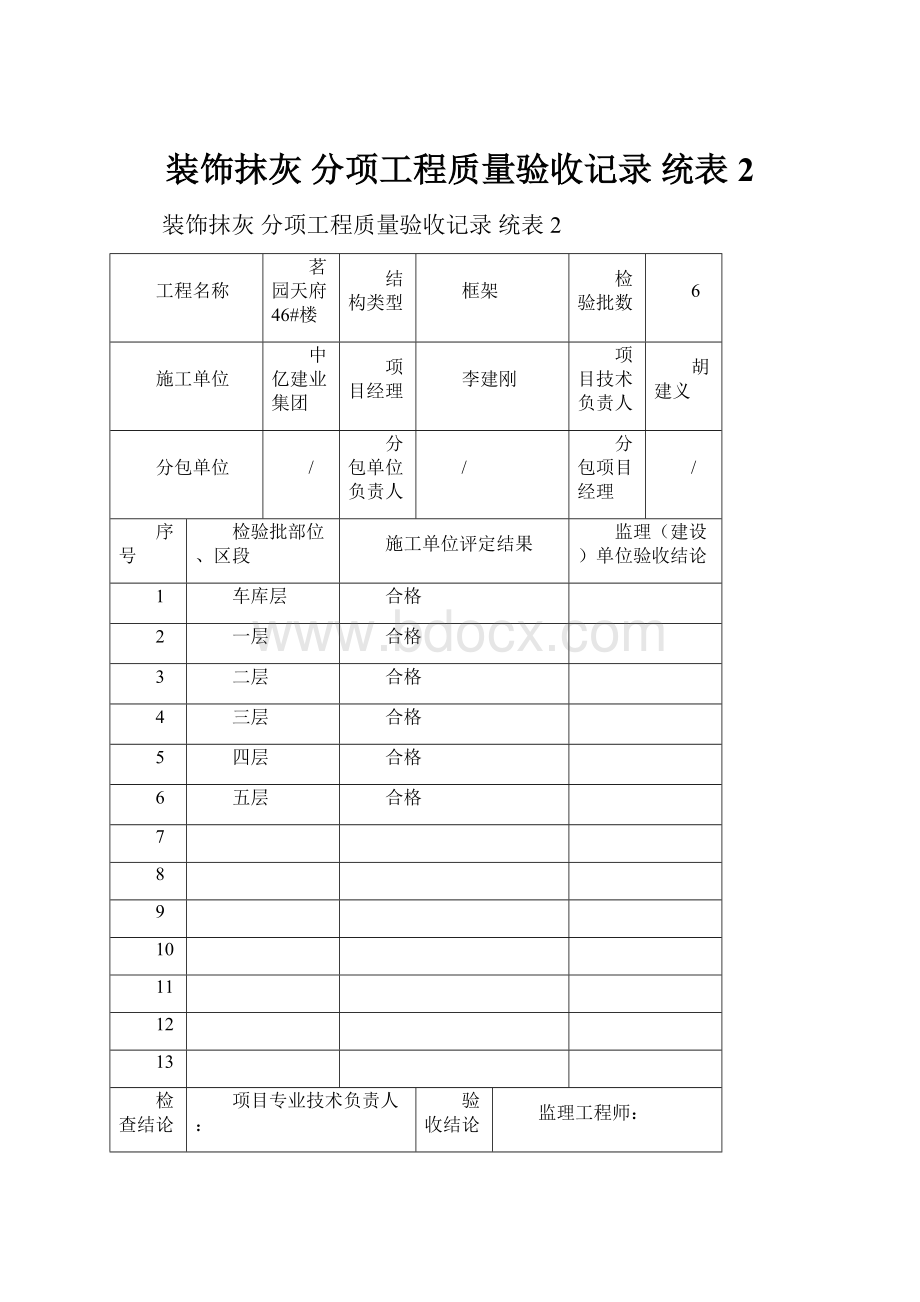 装饰抹灰分项工程质量验收记录统表2.docx