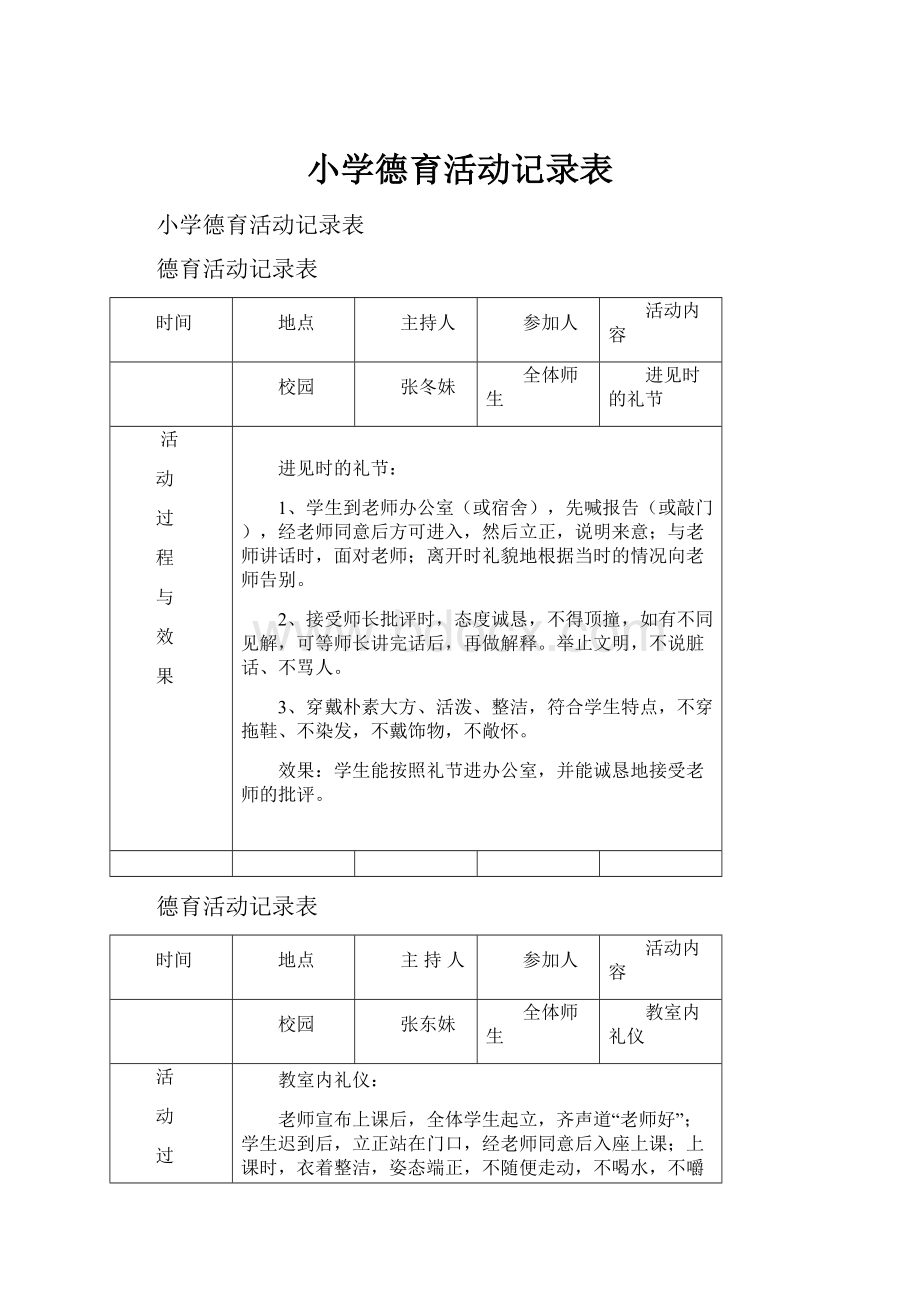 小学德育活动记录表.docx_第1页