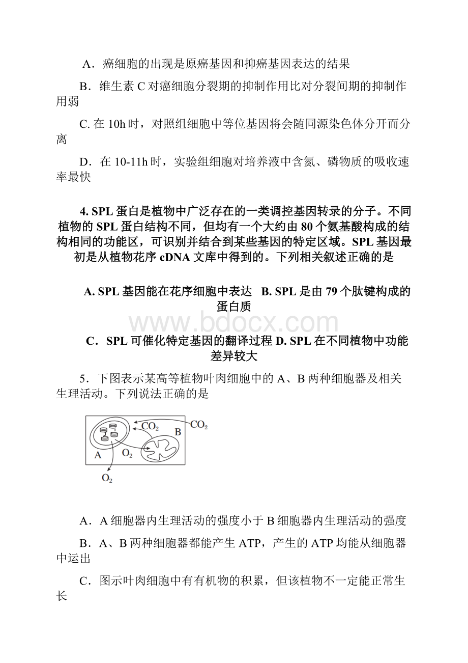 最新天津市十二区县重点学校高三班联考一生物试题.docx_第3页