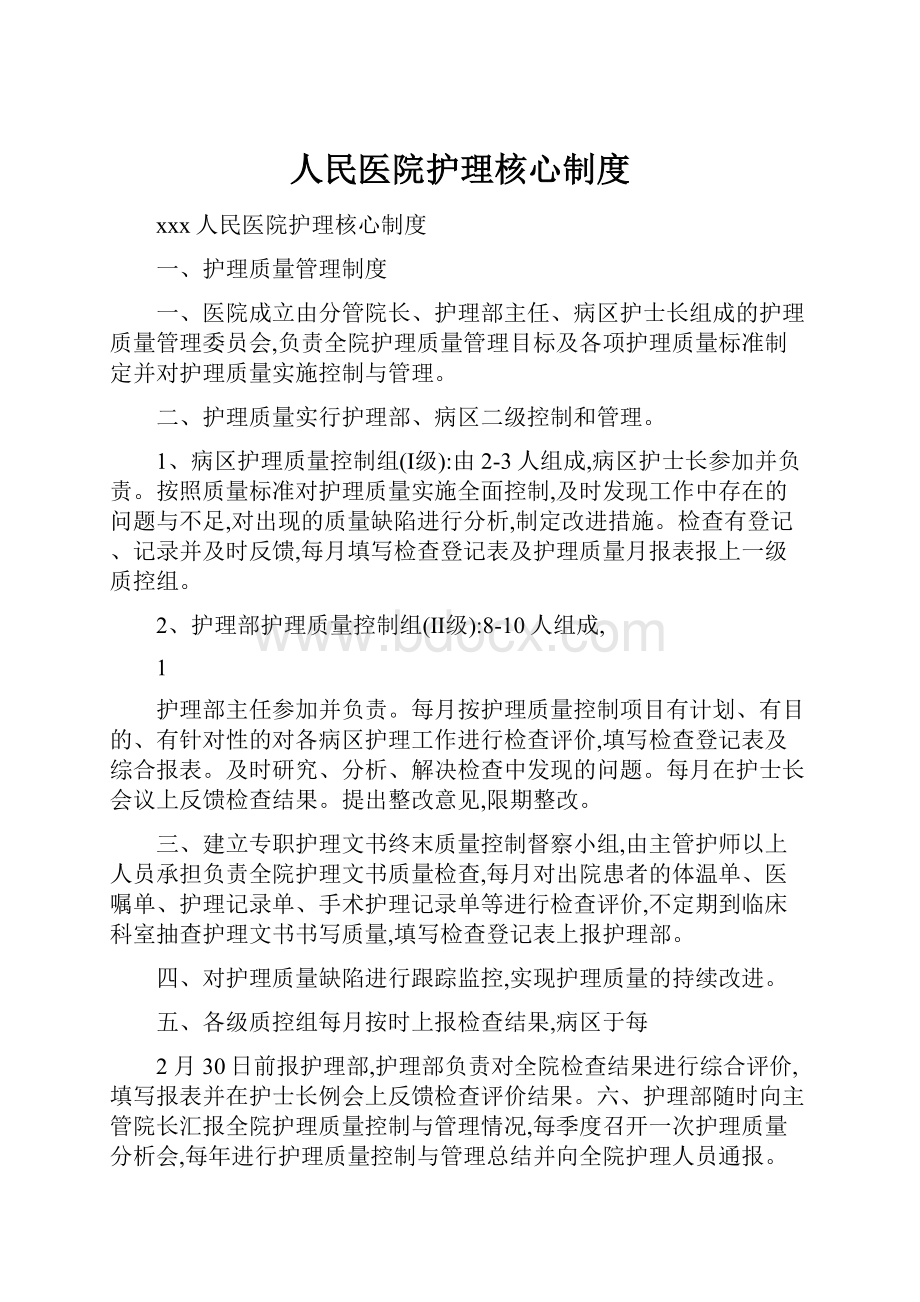 人民医院护理核心制度.docx_第1页