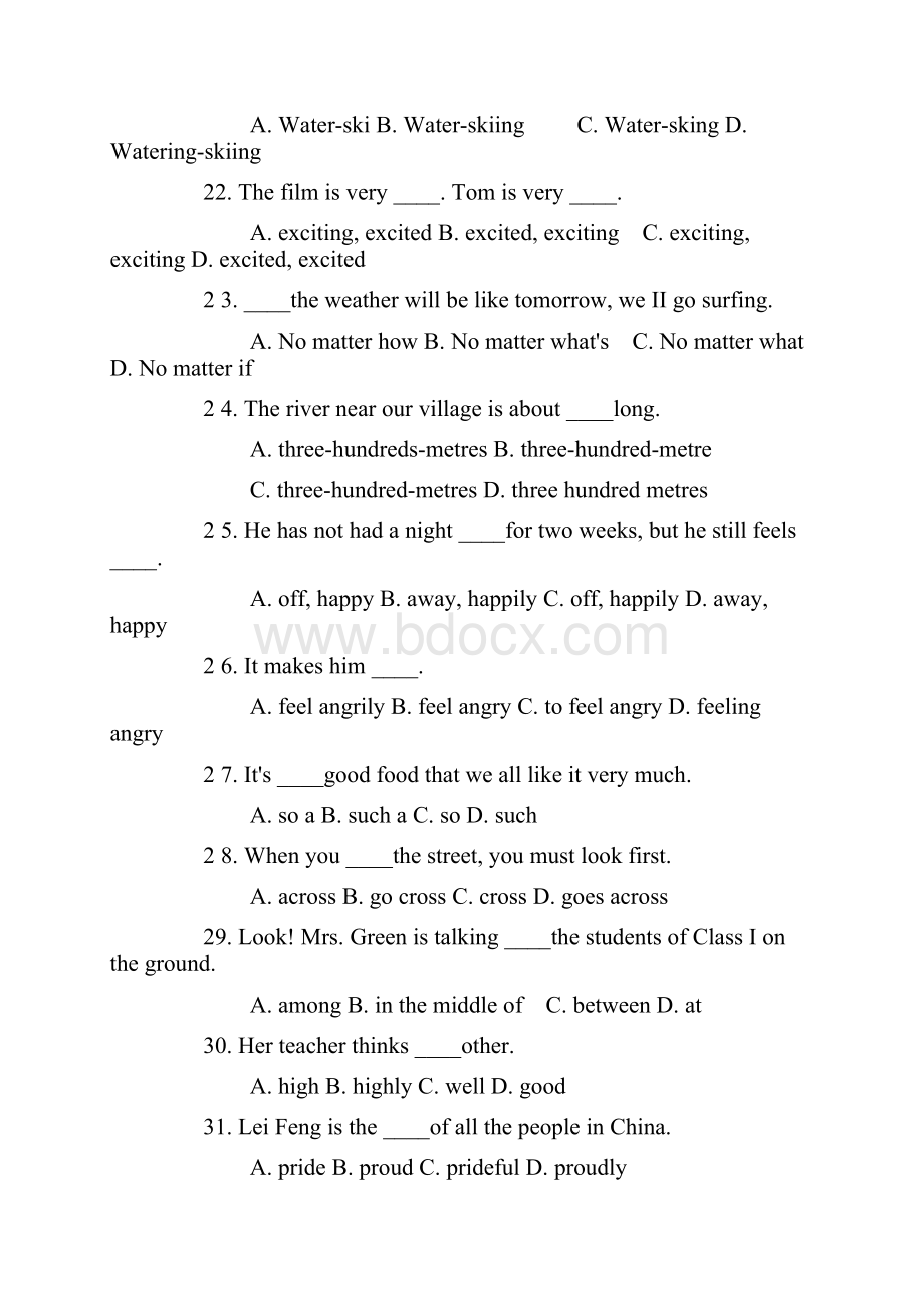 九年级英语上单选100题与答案.docx_第3页