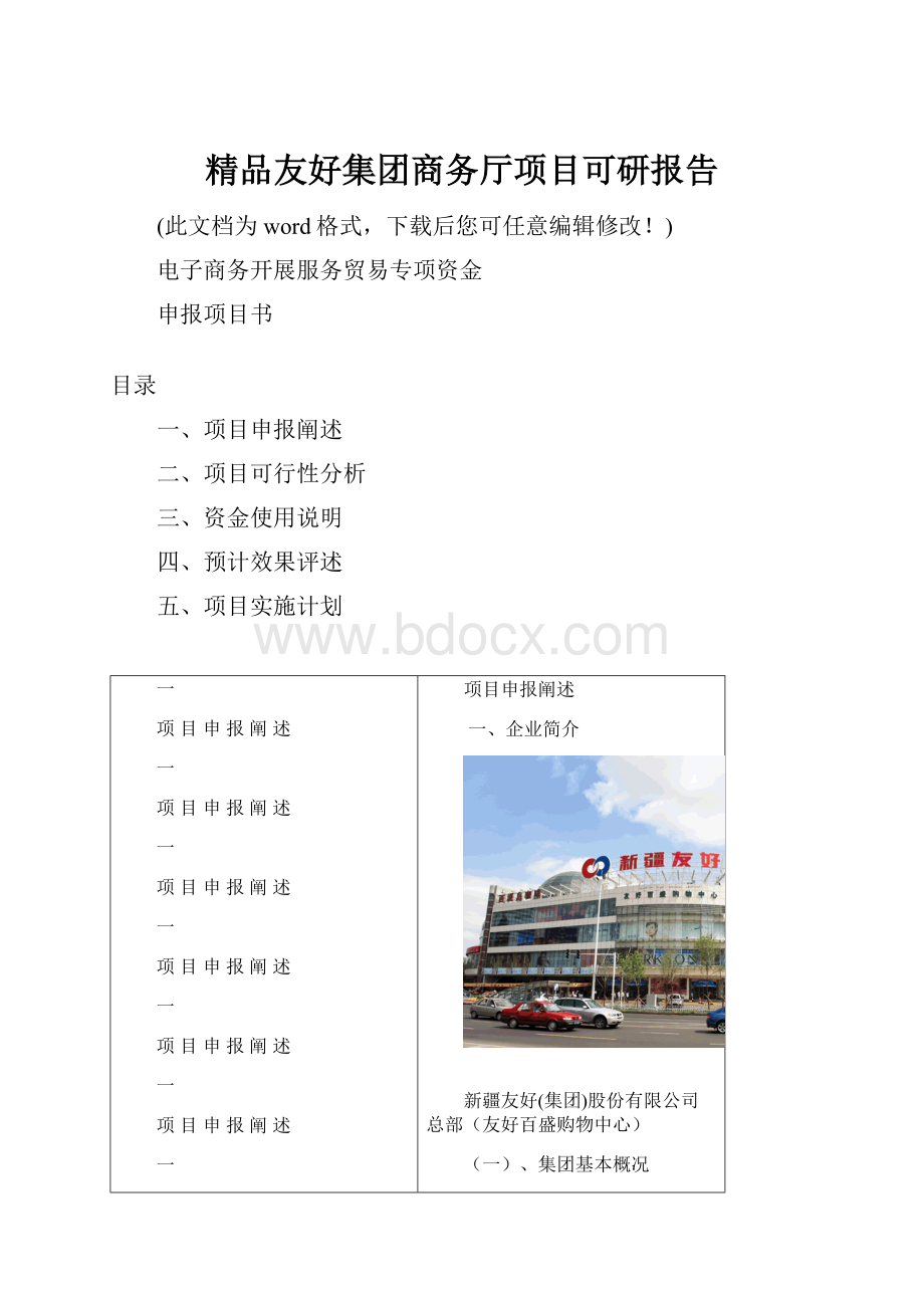 精品友好集团商务厅项目可研报告.docx_第1页