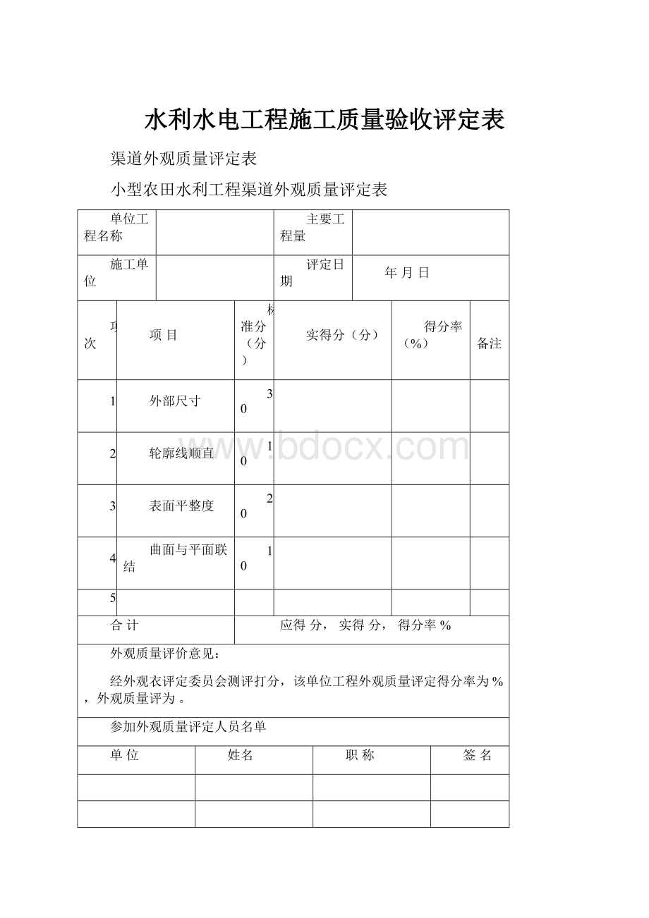 水利水电工程施工质量验收评定表.docx_第1页