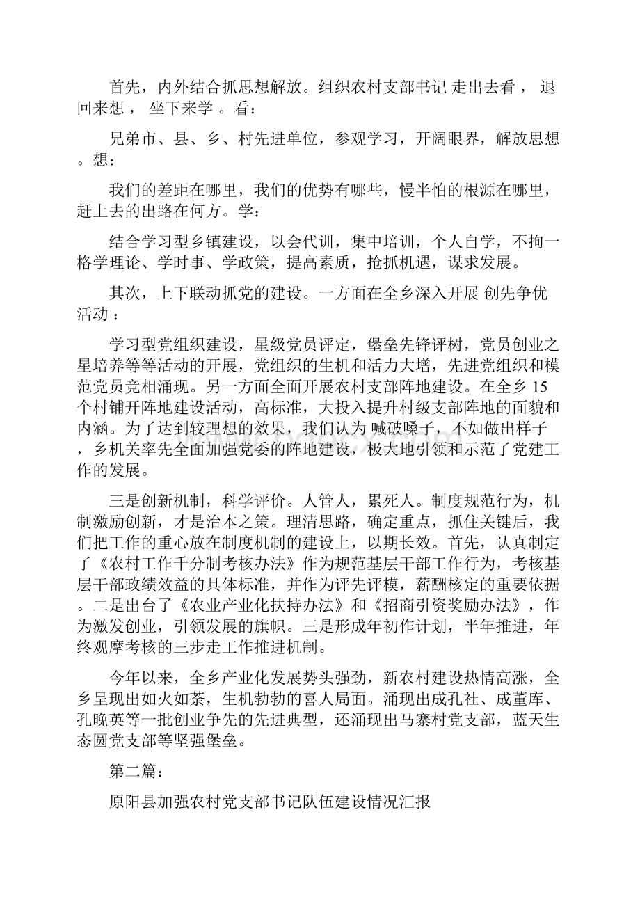 某乡农村支部书记队伍建设情况汇报完整版.docx_第2页