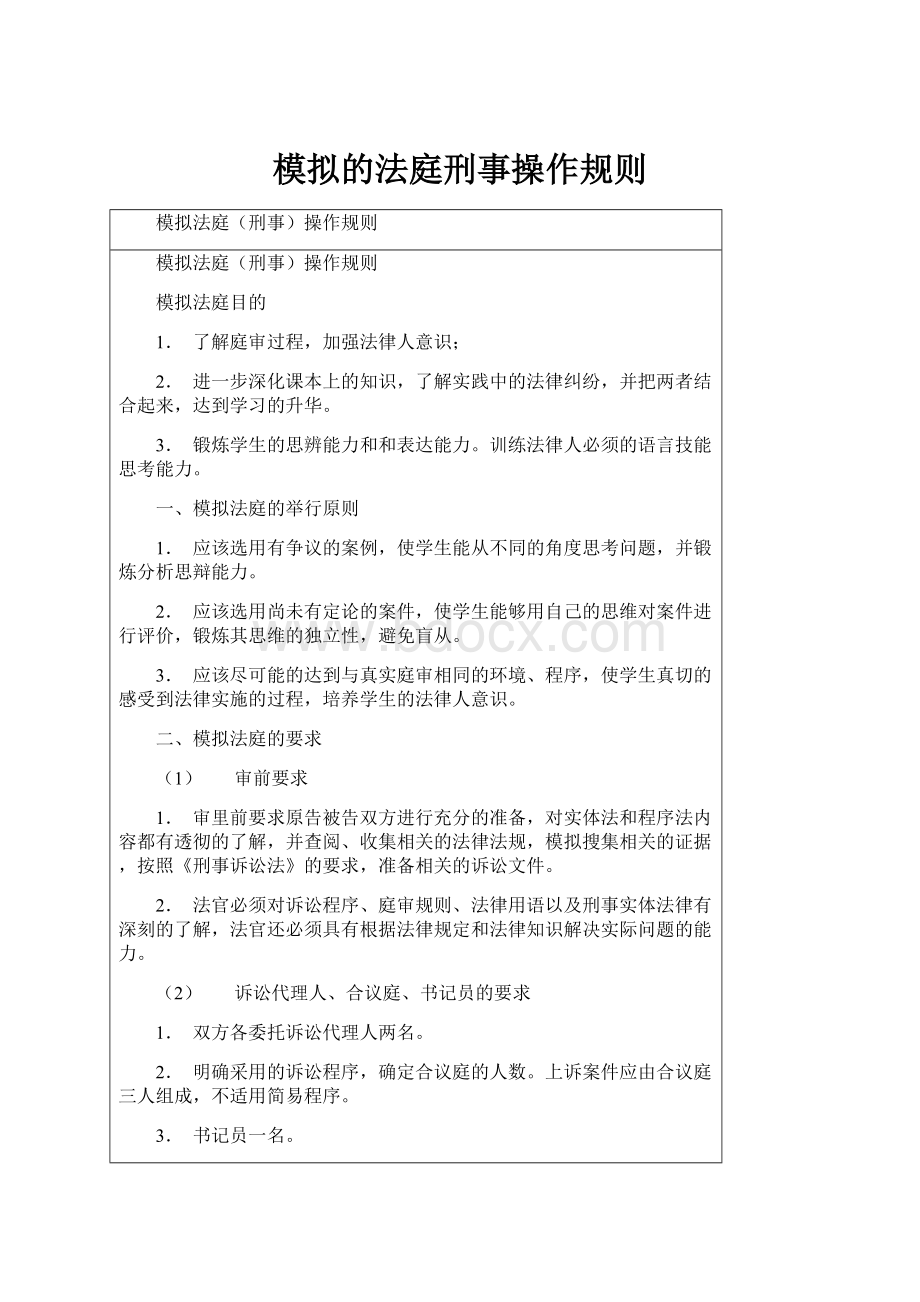 模拟的法庭刑事操作规则.docx