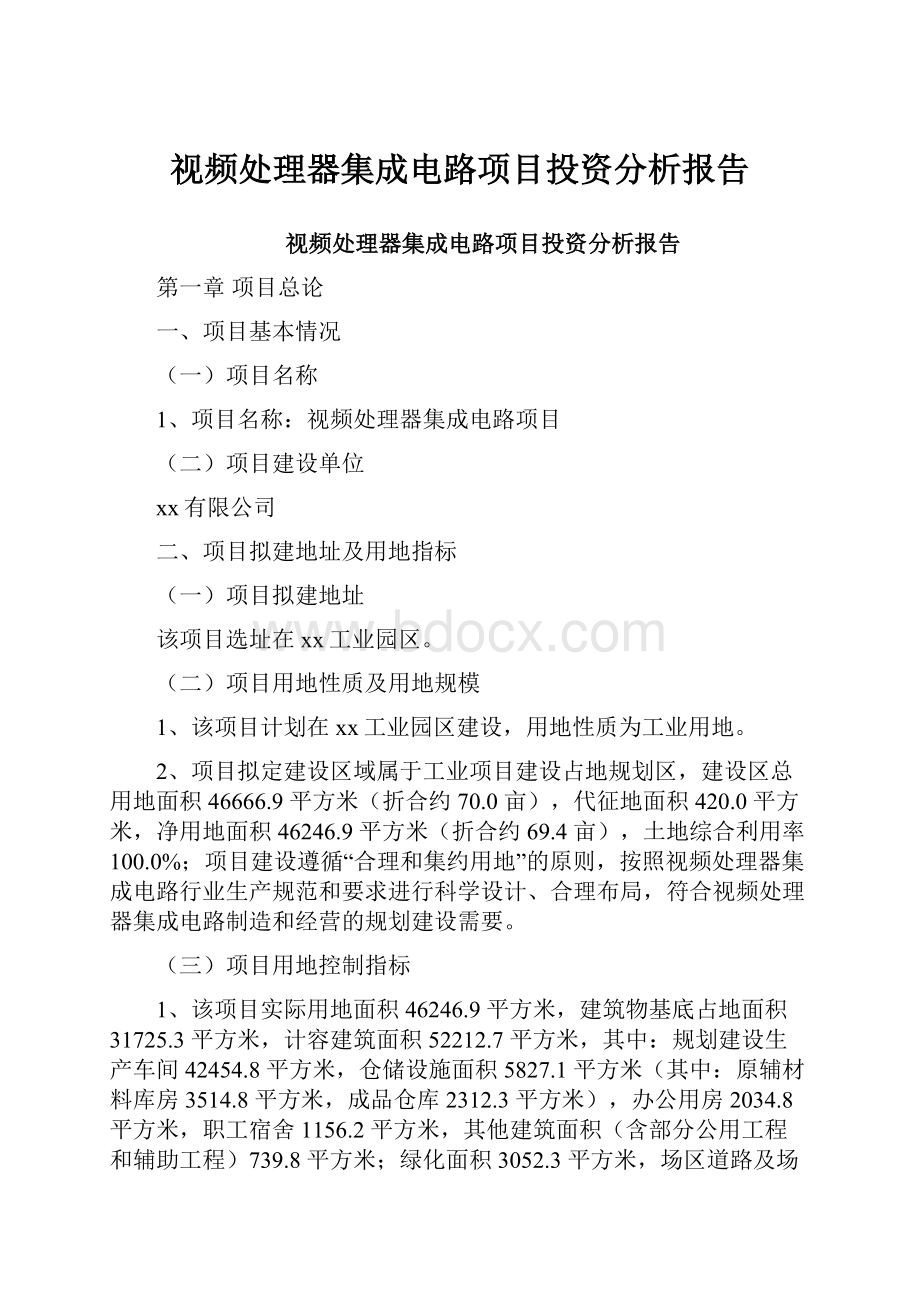 视频处理器集成电路项目投资分析报告.docx_第1页