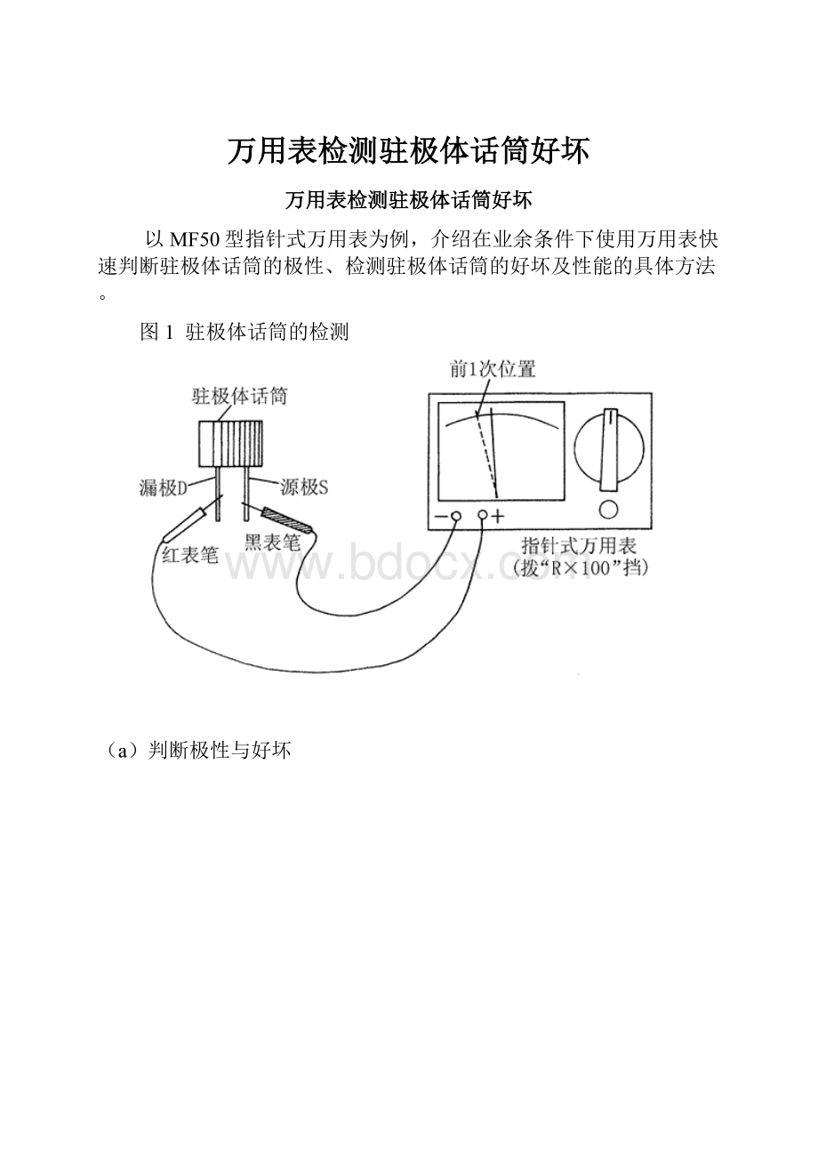 万用表检测驻极体话筒好坏.docx_第1页