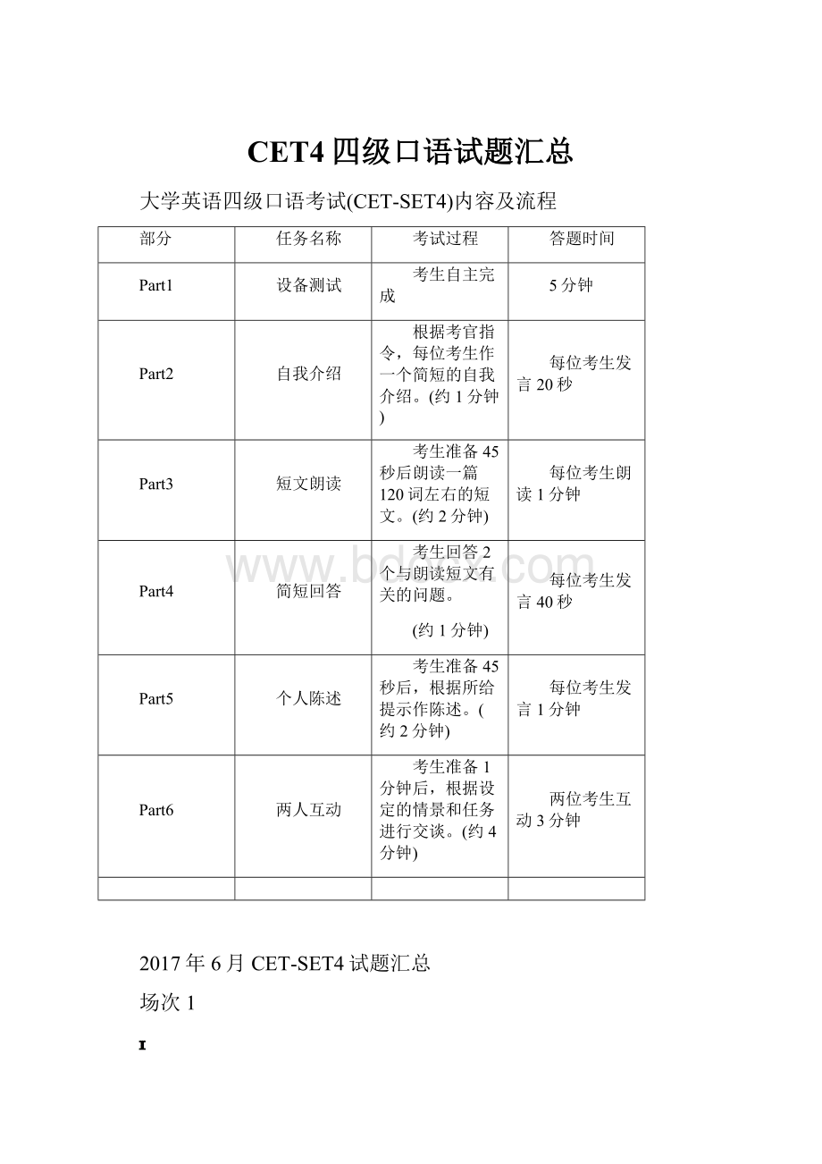 CET4四级口语试题汇总.docx_第1页