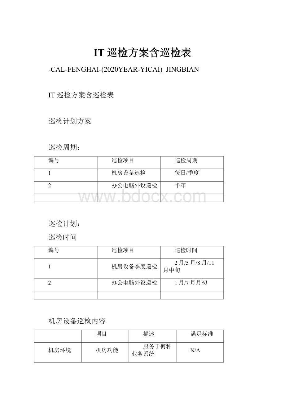 IT巡检方案含巡检表.docx