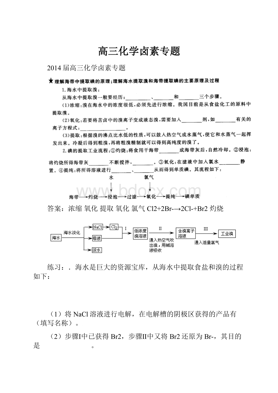 高三化学卤素专题.docx