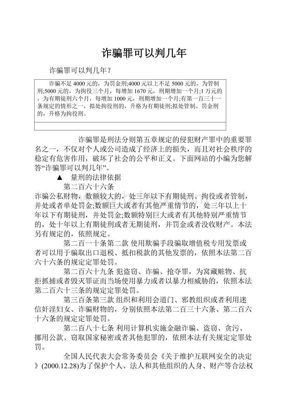 诈骗罪可以判几年.docx_第1页