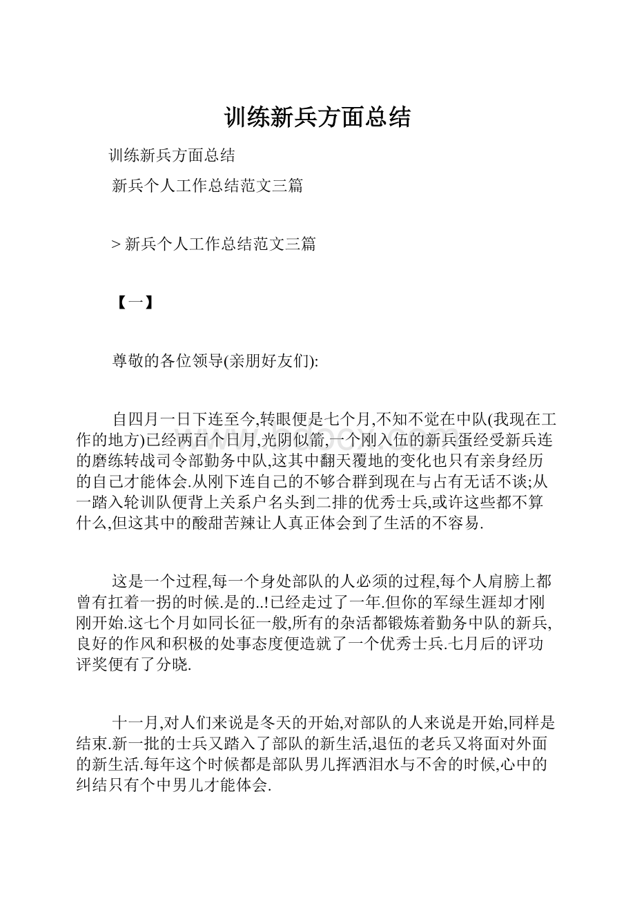 训练新兵方面总结.docx