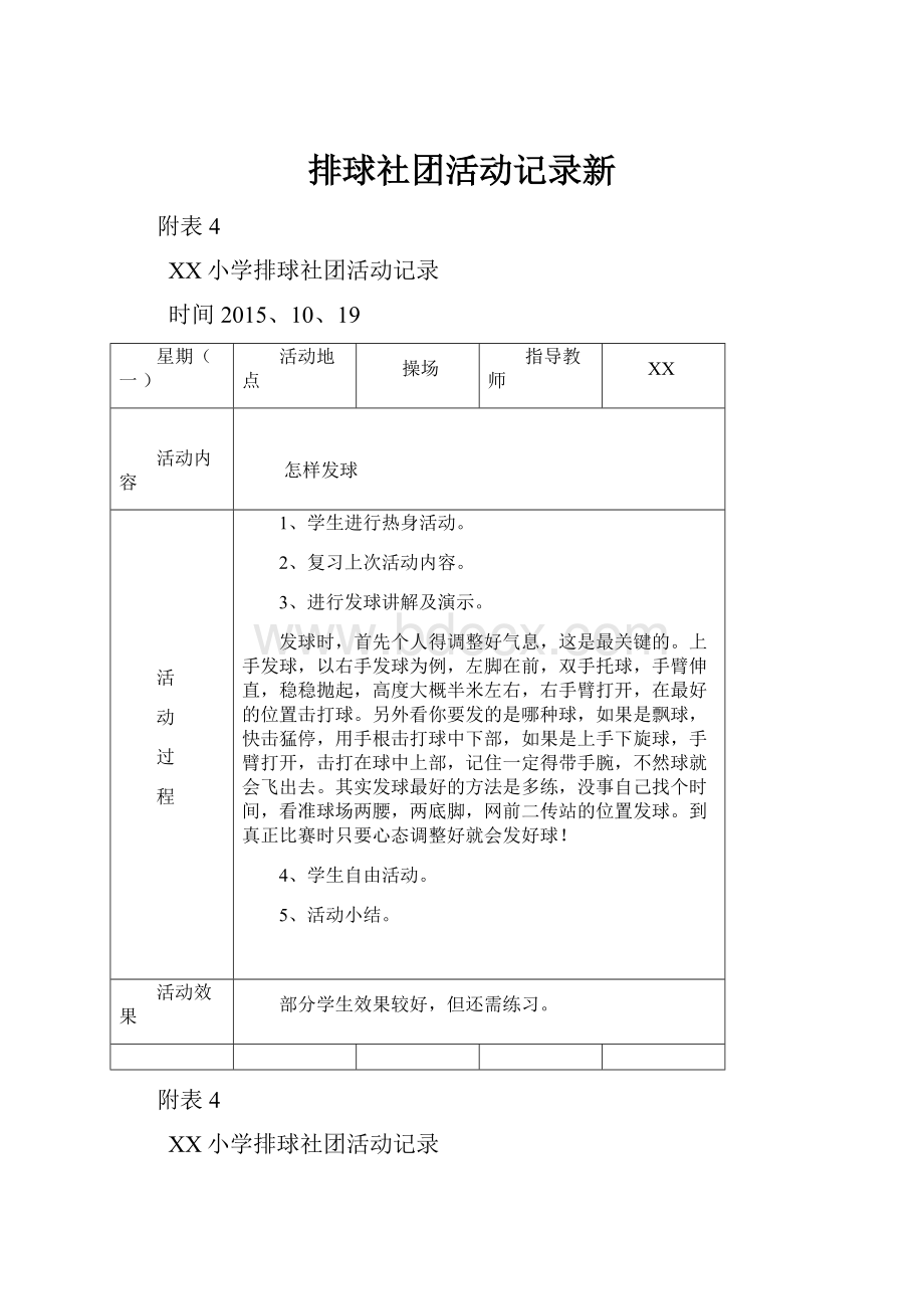 排球社团活动记录新.docx