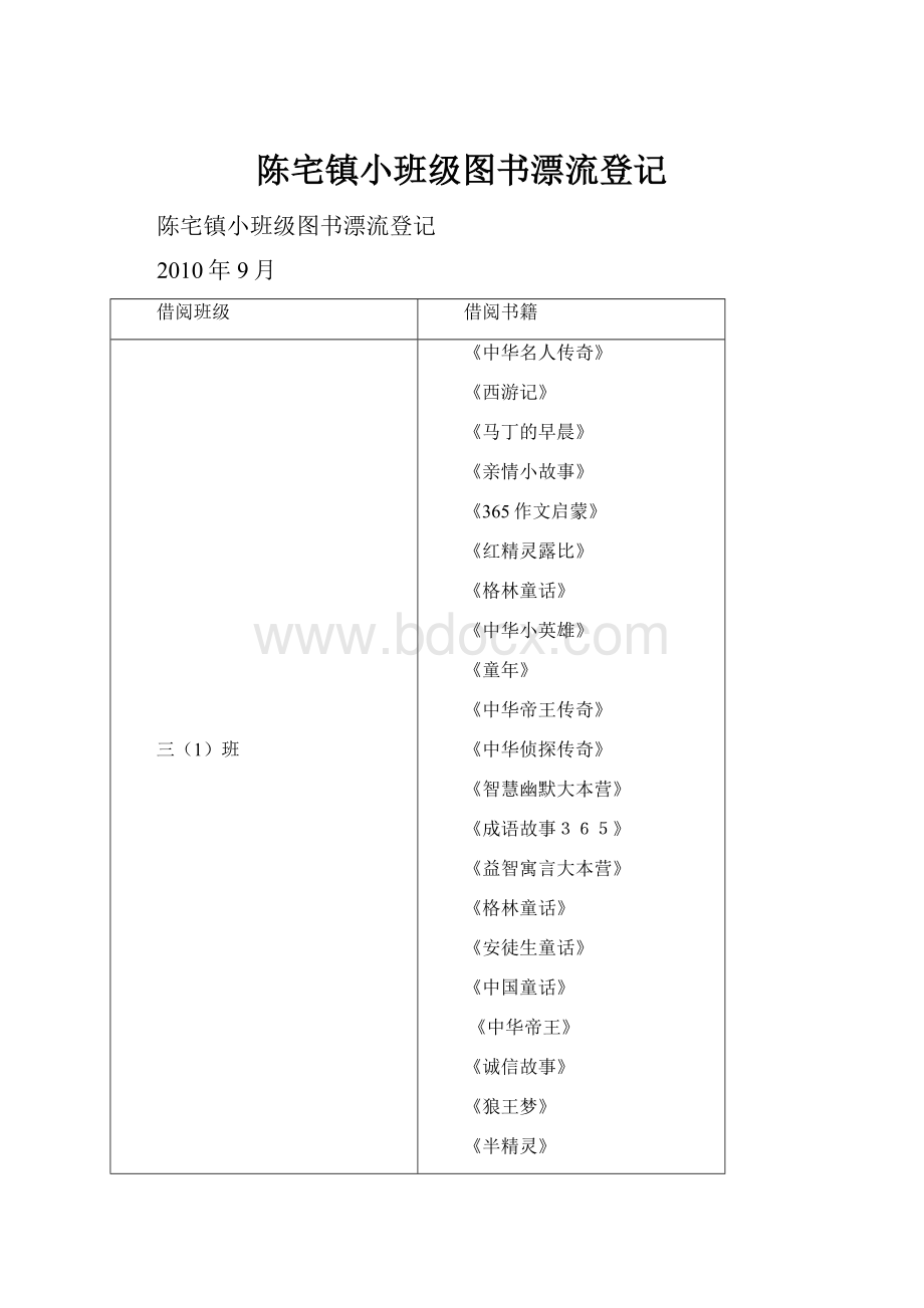 陈宅镇小班级图书漂流登记.docx