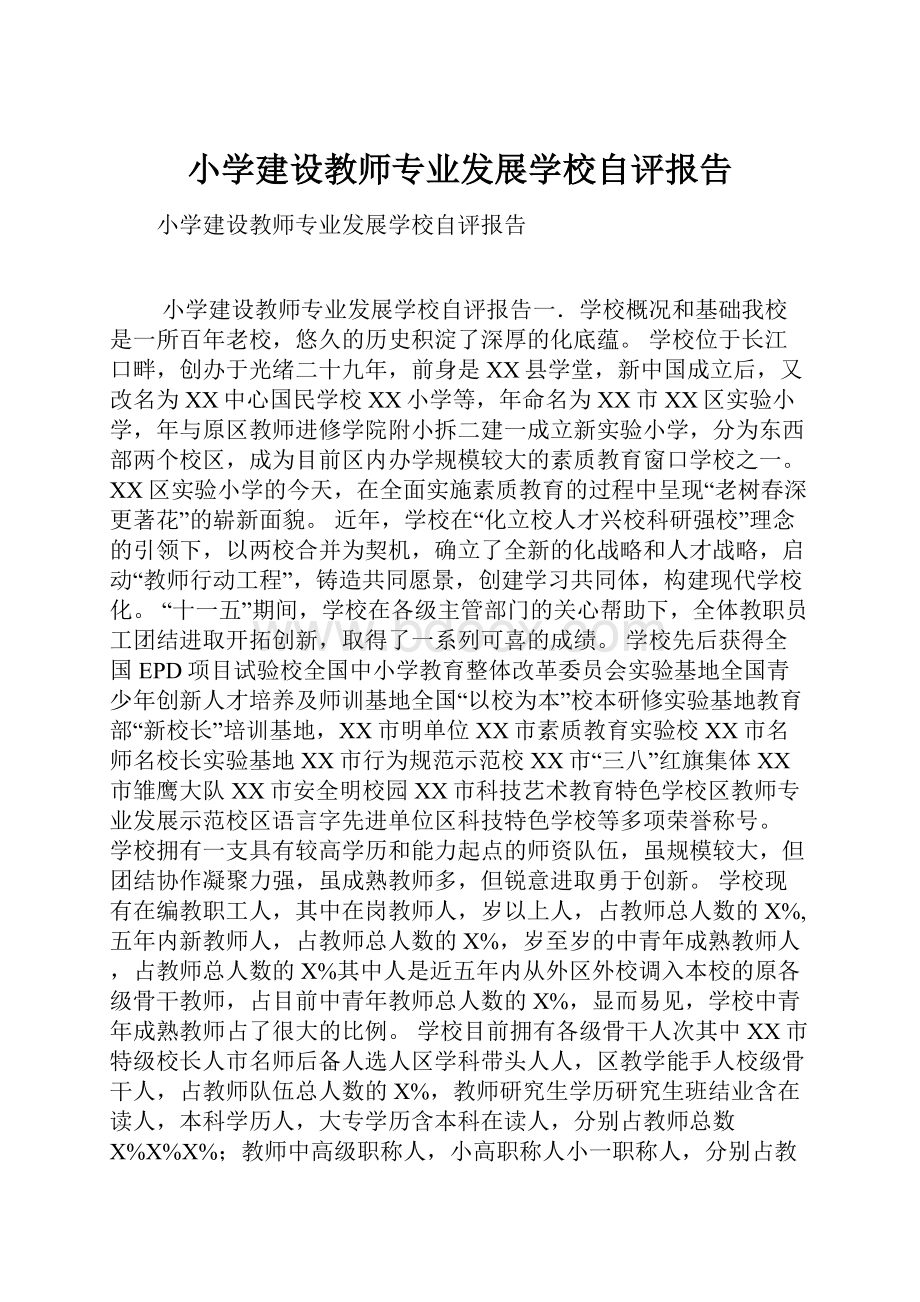 小学建设教师专业发展学校自评报告.docx