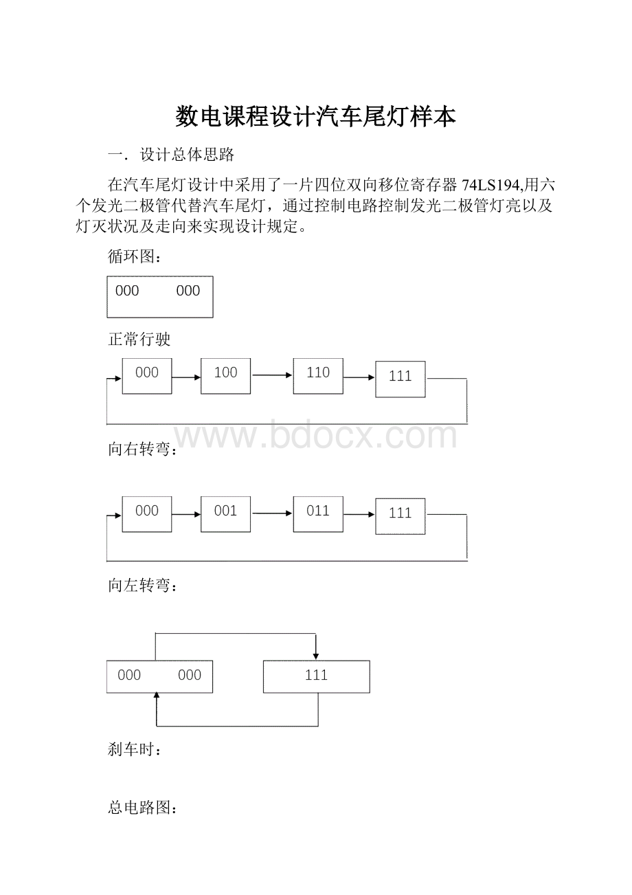 数电课程设计汽车尾灯样本.docx