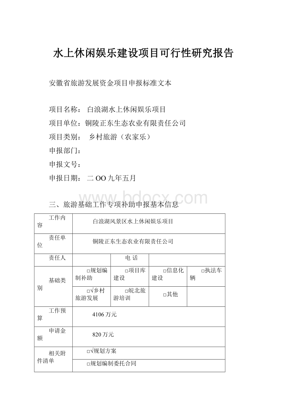 水上休闲娱乐建设项目可行性研究报告.docx_第1页