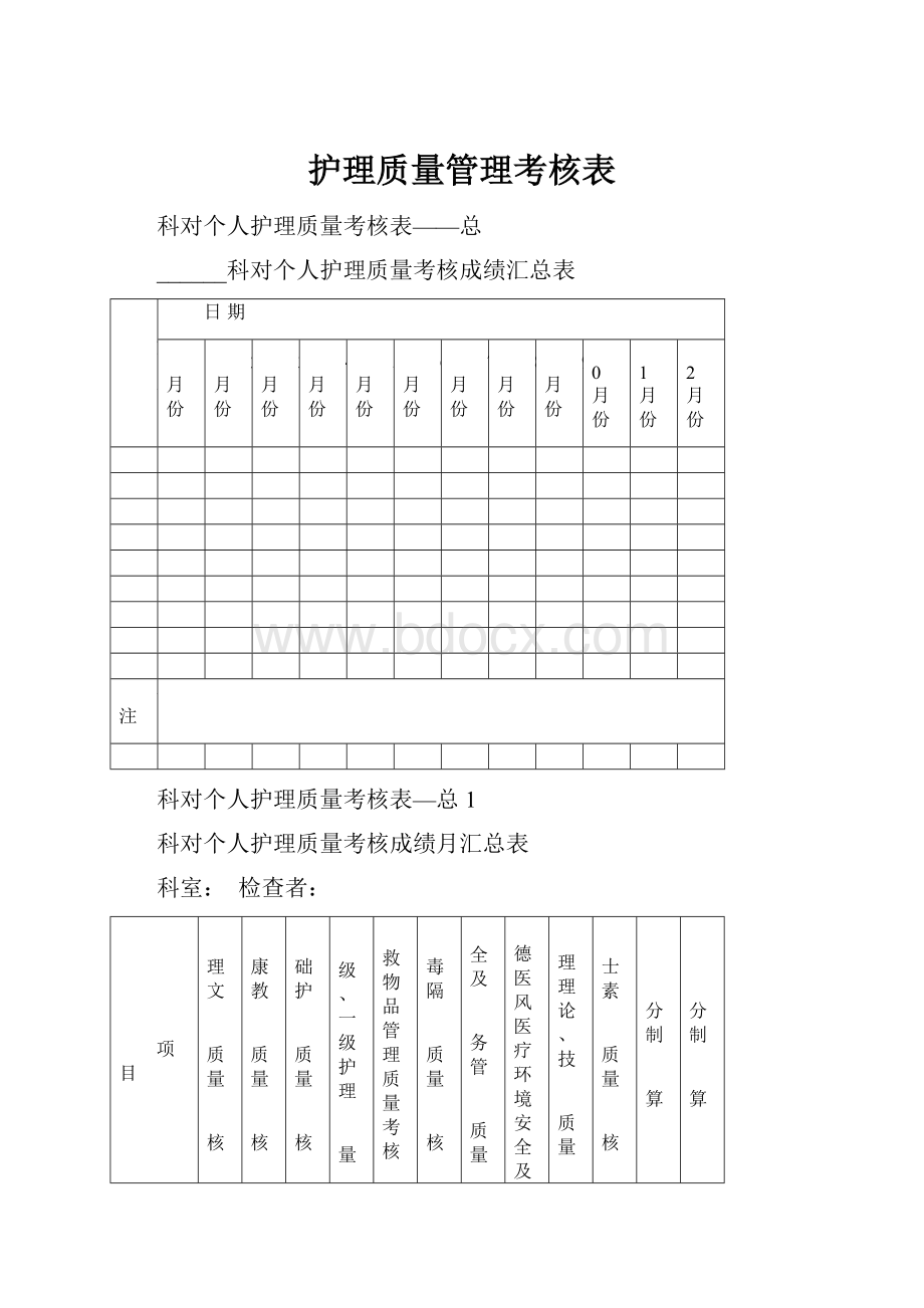 护理质量管理考核表.docx