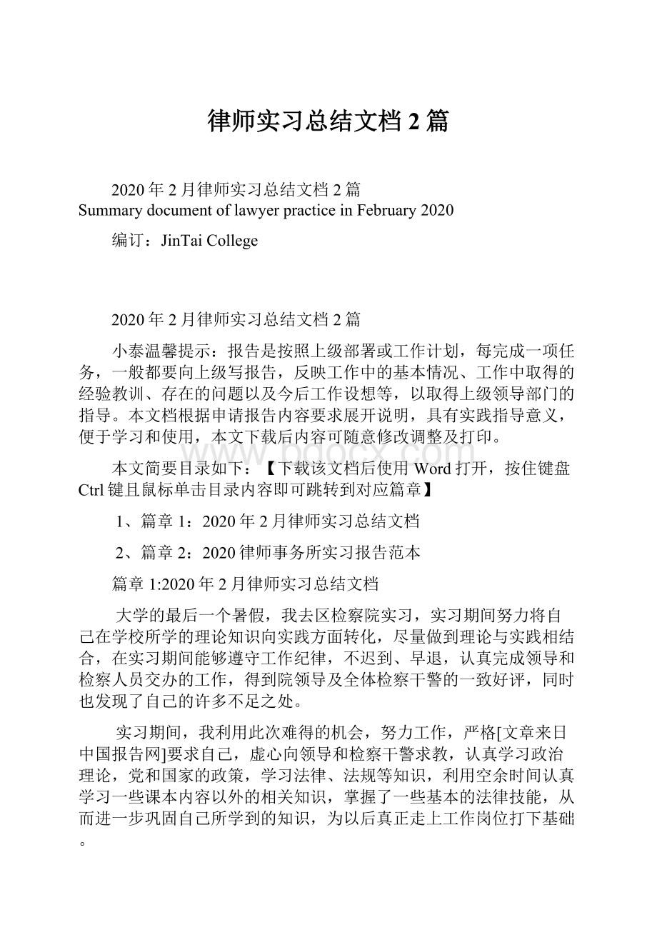 律师实习总结文档2篇.docx