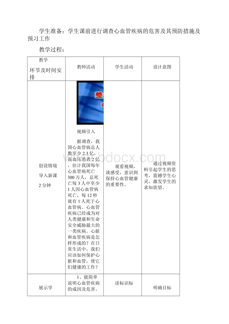 济南初中生物七年级下册《3第4节 关注心血管健康》word教案 1.docx_第2页