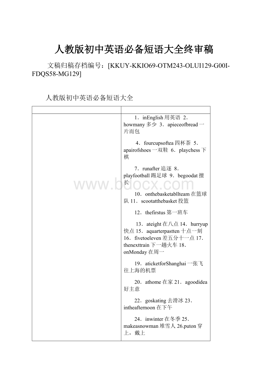 人教版初中英语必备短语大全终审稿.docx_第1页