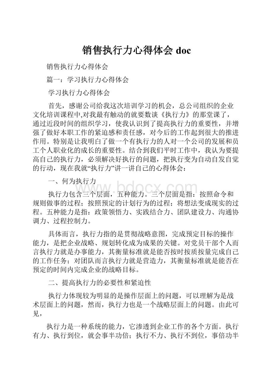 销售执行力心得体会doc.docx_第1页