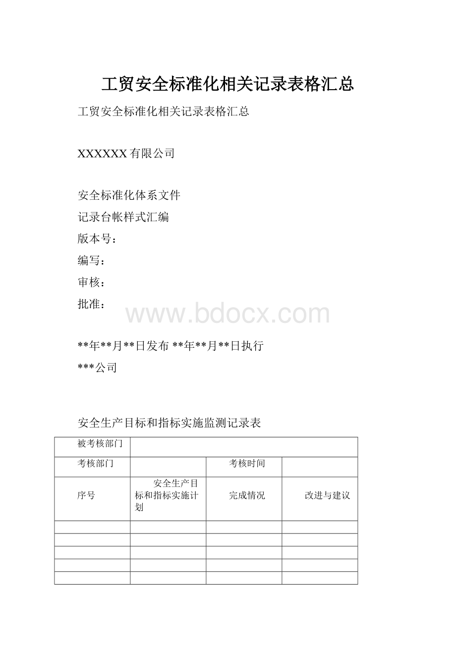 工贸安全标准化相关记录表格汇总.docx_第1页