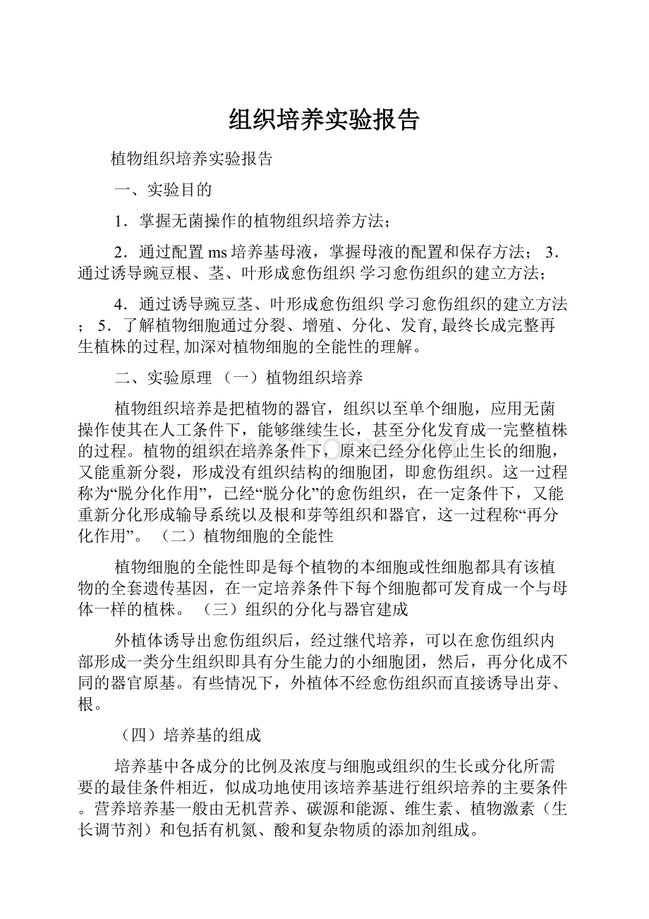 组织培养实验报告.docx