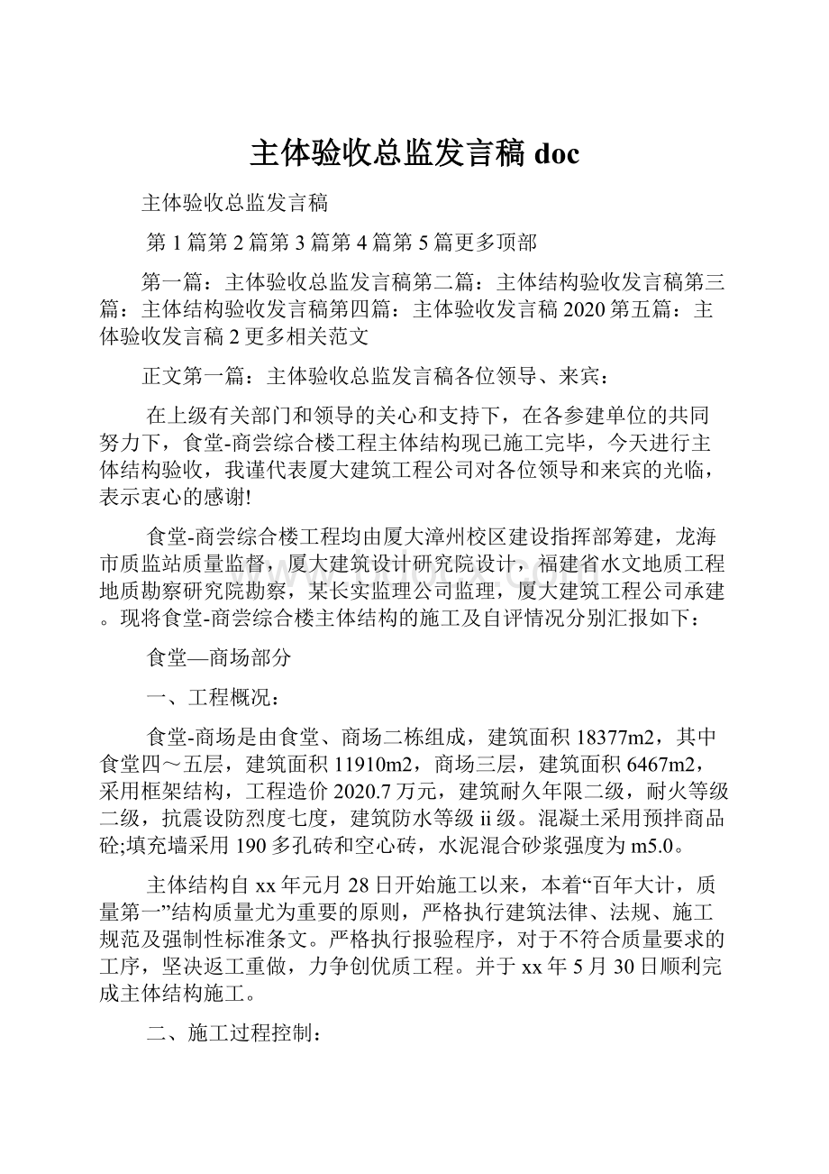 主体验收总监发言稿doc.docx_第1页