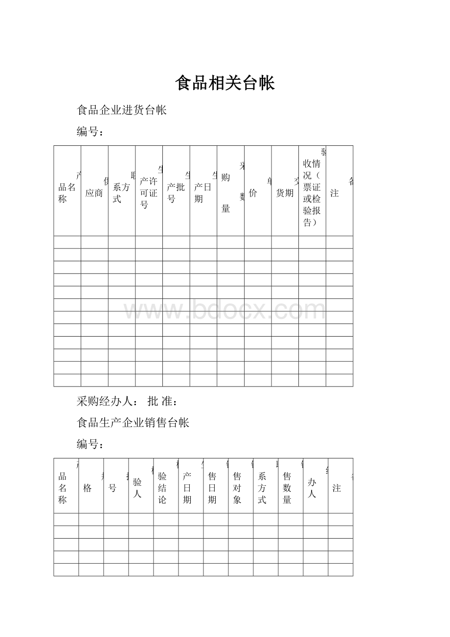 食品相关台帐.docx