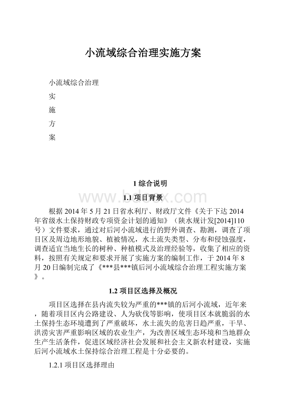 小流域综合治理实施方案.docx