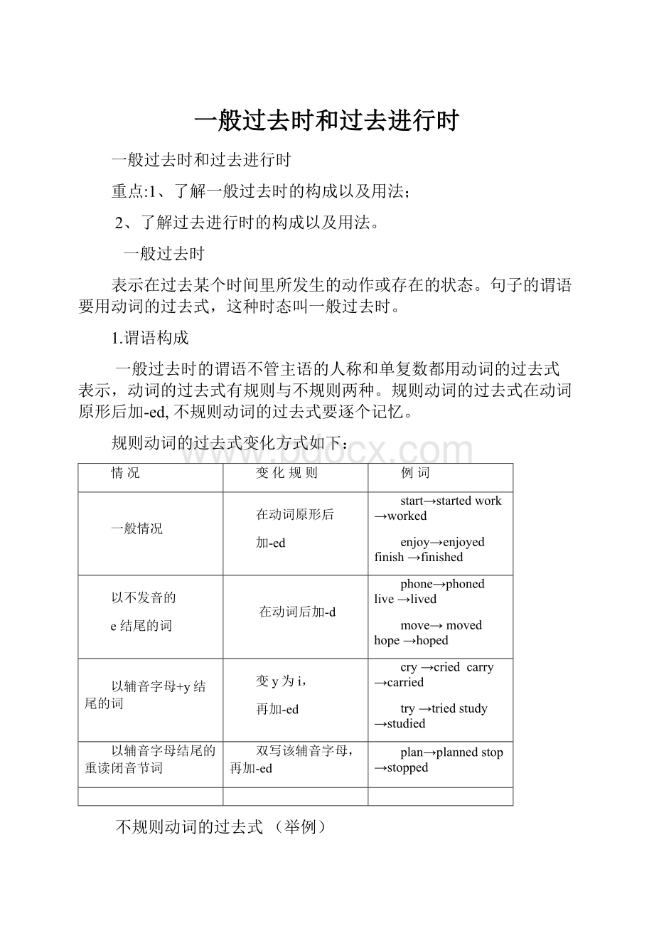 一般过去时和过去进行时.docx_第1页