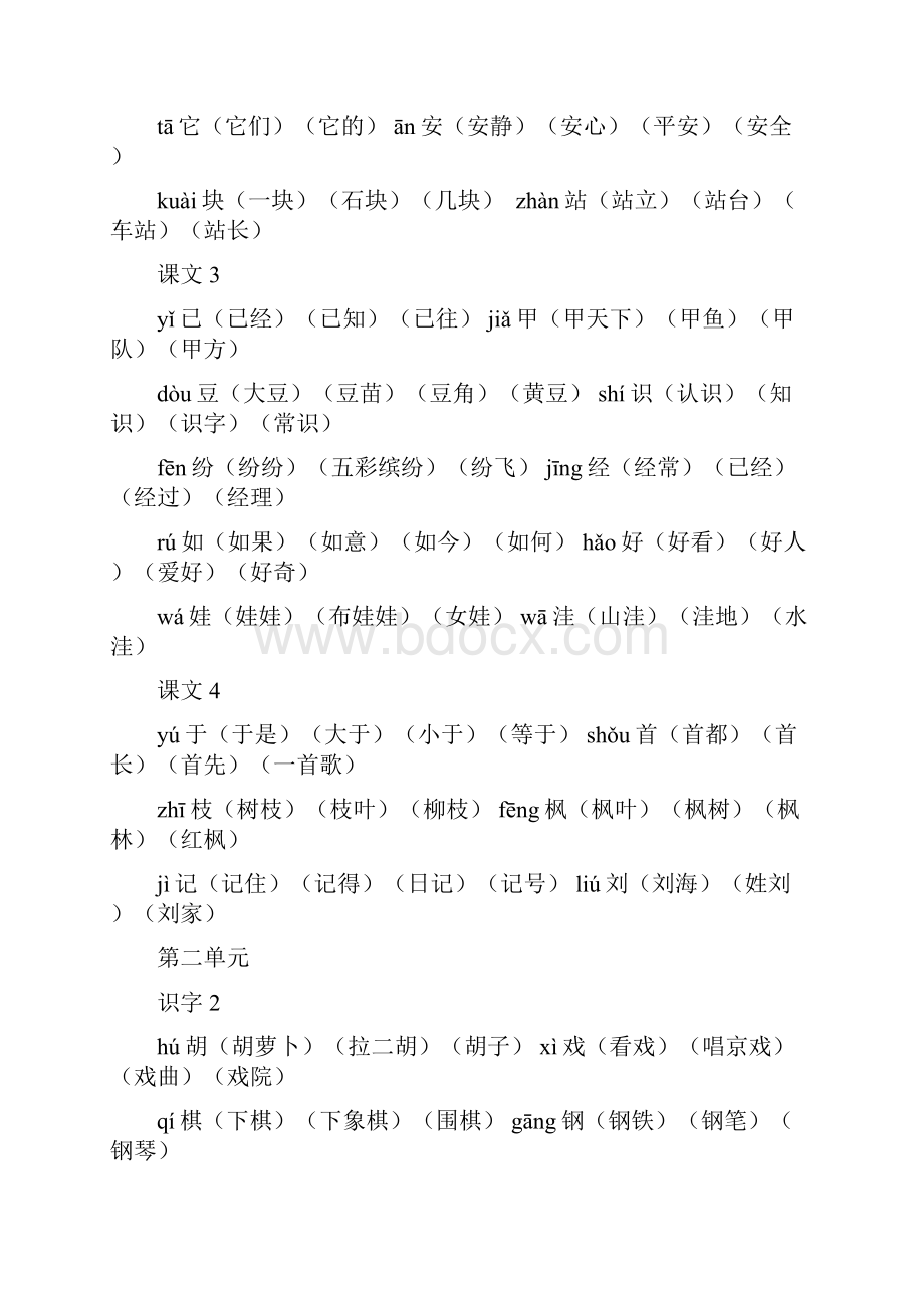 人教版二年级上册语文生字组词带拼音精华版.docx_第2页