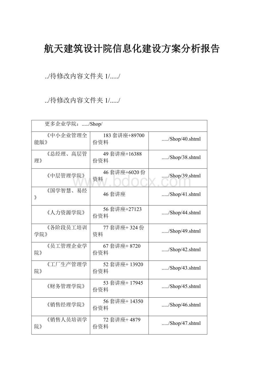 航天建筑设计院信息化建设方案分析报告.docx_第1页