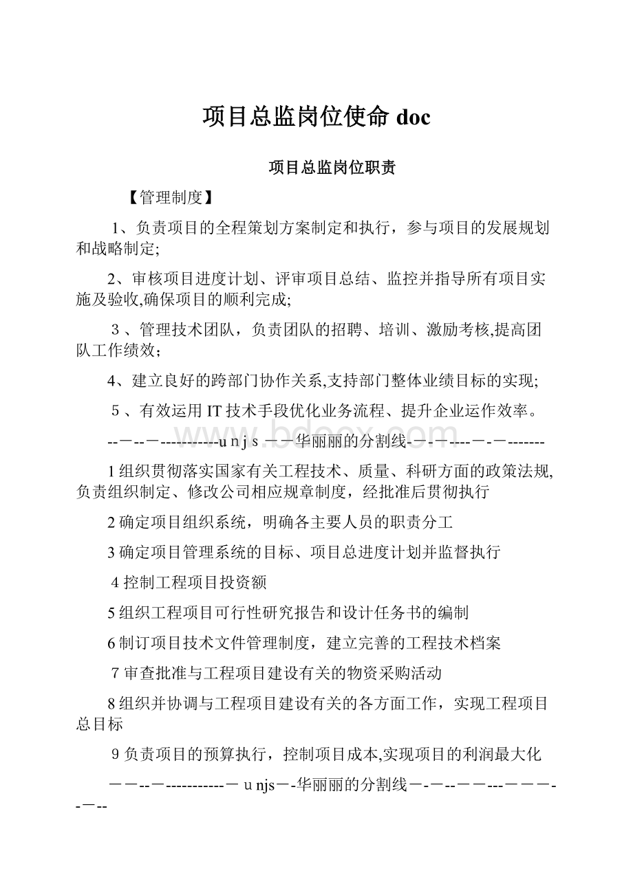 项目总监岗位使命doc.docx_第1页