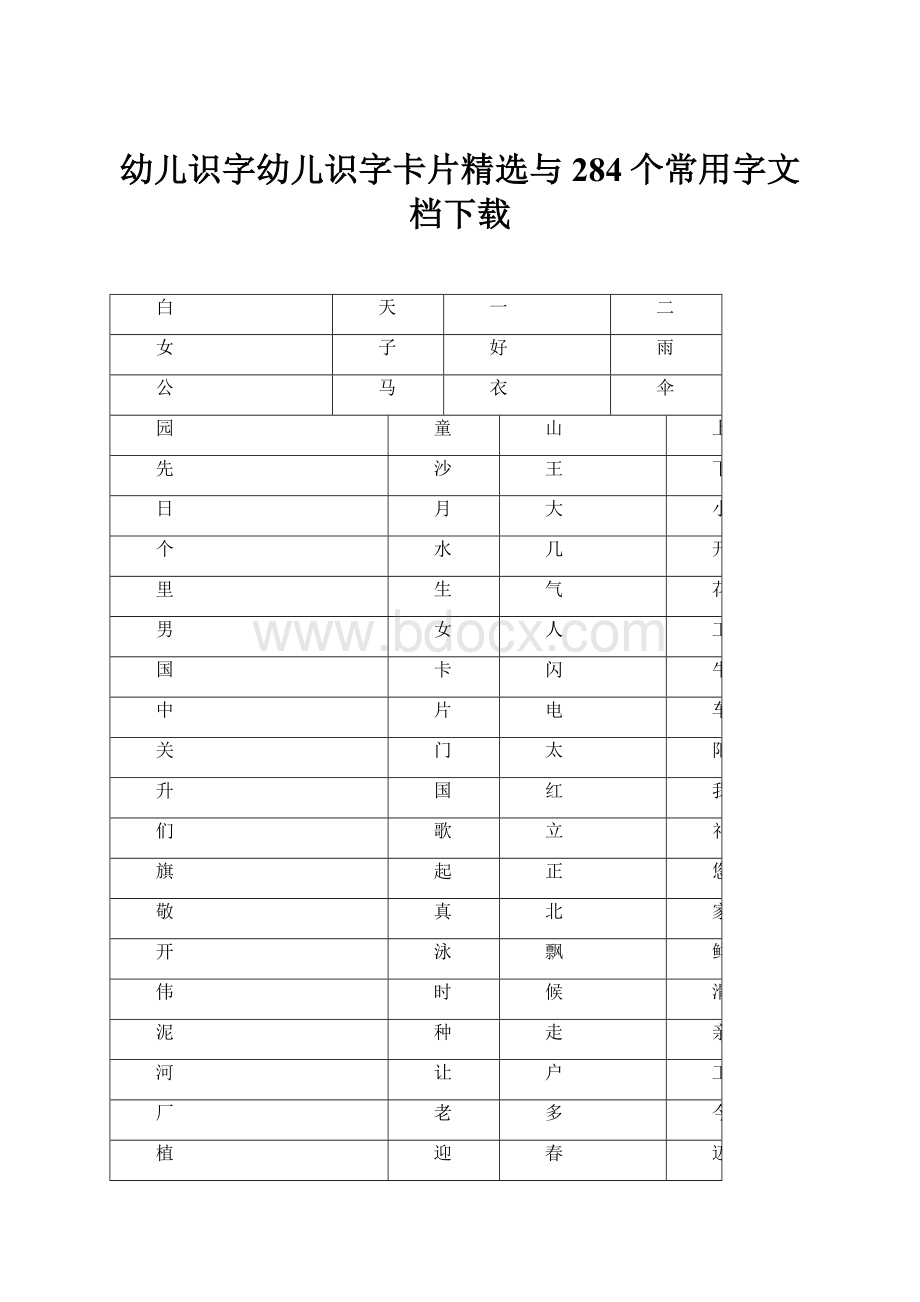 幼儿识字幼儿识字卡片精选与284个常用字文档下载.docx_第1页